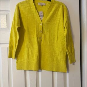 LOFT Women's V-Neck Sweater in Bright Yellow
